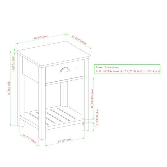Walker Edison 18" 1-Drawer Country Side Table
